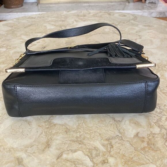 Vince Camuto Black Leather Satchel Shoulder Bag - Picture 5 of 15